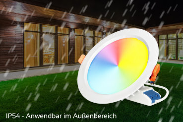 Preview: MiBoxer LED Einbaustrahler RGB+CCT 15W Ø190mm IP54 2,4GHz WiFiready