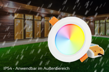 Preview: MiBoxer LED Einbaustrahler RGB+CCT 6W IP54 Ø111mm 2,4GHz WiFiready FUT063
