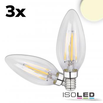 E14 LED Kerze, 4W, klar, warmweiß, 3er Pack