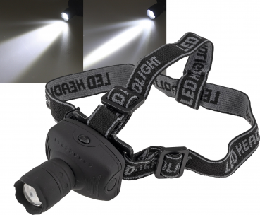 LED-Stirnlampe mit fokussierbarer 1W LED 3x AAA Batterie nötig