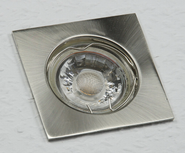 Preview: Decken-Einbaustrahler chrom-matt starr, 75x75mm, für 50mm Lampen, ALU