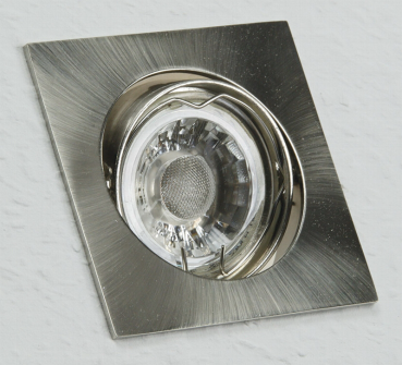 Preview: Decken-Einbaustrahler chrom-matt schwenkbar, 80x80mm, für 50mm Lampen