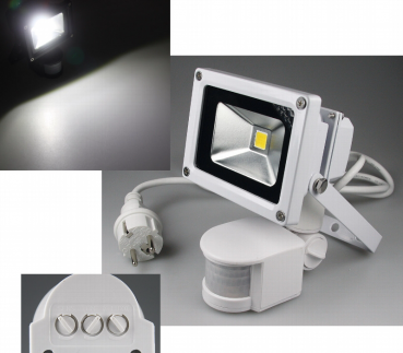 LED-Außenstrahler / Fluter  mit Bewegungsmelder, IP44, 230V, weiß
