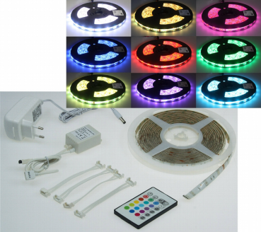 RGB LED-Stripe Set 5m "RGB-500 Indoor" mit Controller, Netzteil, Fernbedienung