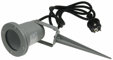 Preview: Gartenleuchte , silbergrau 230V, 1,5m Kabel+Erdspieß, GU10 Fassung