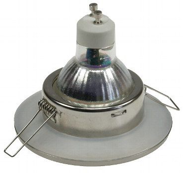 Preview: Decken-Einbaustrahler für Feuchträume rund, Ø 92mm, IP 44, silber-matt