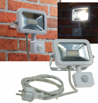 LED-Fluter SlimLine weiß 10W, IP44, 750lm, 4200K, Bewegungsmelder