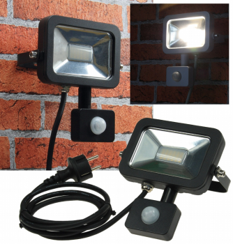 LED-Fluter SlimLine schwarz 10W, IP44, 750lm, 4200K, Bewegungsmelder