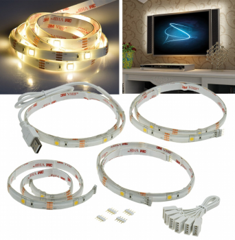 LED Stripe Set:TV-Hintergrundbeleuchtung USB, 4x 50cm, warmweiß 3000K