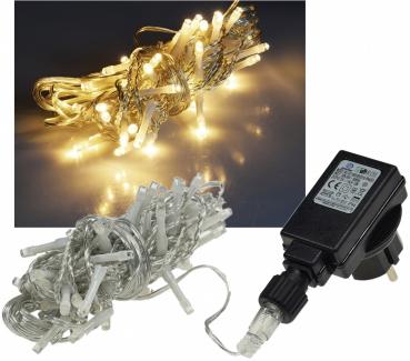 LED Aussen-Lichterkette 4m warmweiß, transp. Kabel, IP44, 40 LEDs