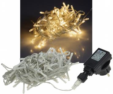 LED Aussen-Lichterkette 10m warmweiß, transp. Kabel, IP44, 100 LEDs