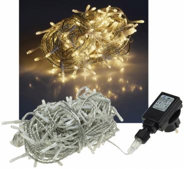 LED Aussen-Lichterkette 20m warmweiß, transp. Kabel, IP44, 200 LEDs