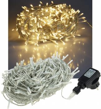 LED Aussen-Lichterkette 40m warmweiß, transp. Kabel, IP44, 400 LEDs