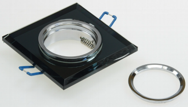 Preview: Decken-Einbaustrahler "Crystal" starr, 90x90mm, für 50mm Lampen, schwarz