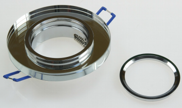 Preview: Decken-Einbaustrahler "Crystal" starr, Ø90mm, für 50mm Lampen, silber