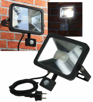 LED-Fluter SlimLine schwarz 30W, IP44, 2100lm, 4200K, Bewegungsmelder