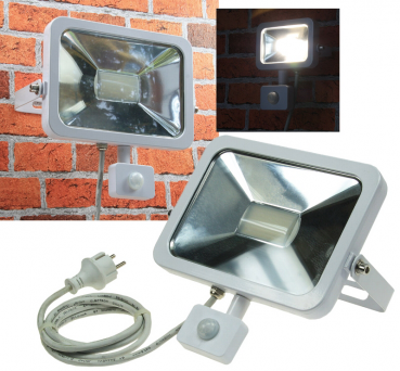 LED-Fluter SlimLine weiß 30W, IP44, 2100lm, 4200K, Bewegungsmelder