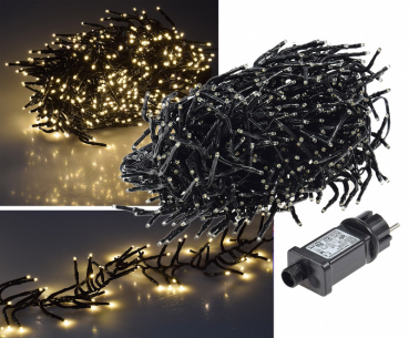 LED Büschel-Lichterkette 6m warmweiß, 8 Effekte, IP44, 600 LEDs