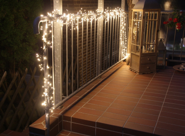 Preview: LED Büschel-Lichterkette 6m warmweiß, 8 Effekte, IP44, 600 LEDs