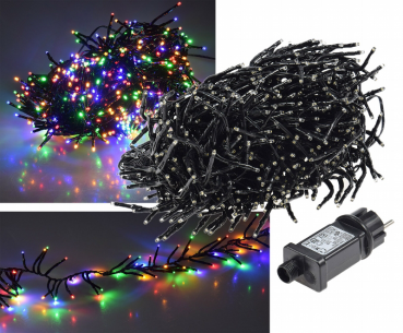 LED Büschel-Lichterkette 6m multicolor, 8 Effekte, IP44, 600 LEDs