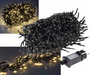 LED Büschel-Lichterkette 8m warmweiß, 8 Effekte, IP44, 800 LEDs