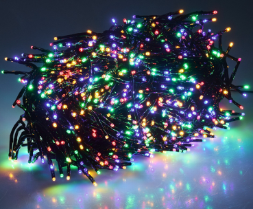 Preview: LED Büschel-Lichterkette 10m multicolor, 8 Effekte, IP44, 1000 LEDs