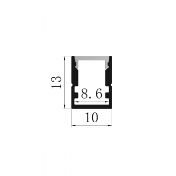 Preview: LED Aufbau U-Profil eloxiert 10 x 13mm opal 200cm