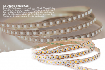 Preview: Single Cut Neutralweiß 24V LED Streifen 5M 15W/m 120LED/m 8mm IP20 4000K