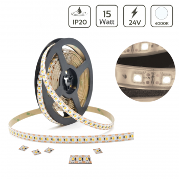 Preview: Single Cut Neutralweiß 24V LED Streifen 5M 15W/m 120LED/m 8mm IP20 4000K