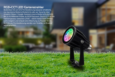 Preview: MiBOXER 6W RGB+CCT LED Gartenstrahler WiFi Gartenleuchte mit Erdspieß FUTC04