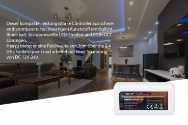 Preview: MiBoxer RGB+CCT LED Controller 5 Kanal 12/24V Multifunktion LED Strip Panel Steuerung FUT039