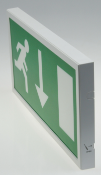 Preview: LED Fluchtwegleuchte "NL-W2" 30 LEDs Erkennungsw. 25m,Wandmontage, 27mm flach