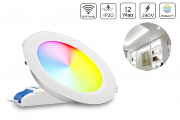 Preview: MiBoxer LED Einbaustrahler RGB+CCT 12W Ø180mm 2,4GHz WiFi ready
