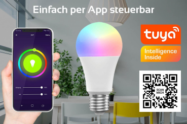 Preview: 2er Set E27 10W RGB+CCT Wi-Fi Smart LED-Lampe 806 Lumen