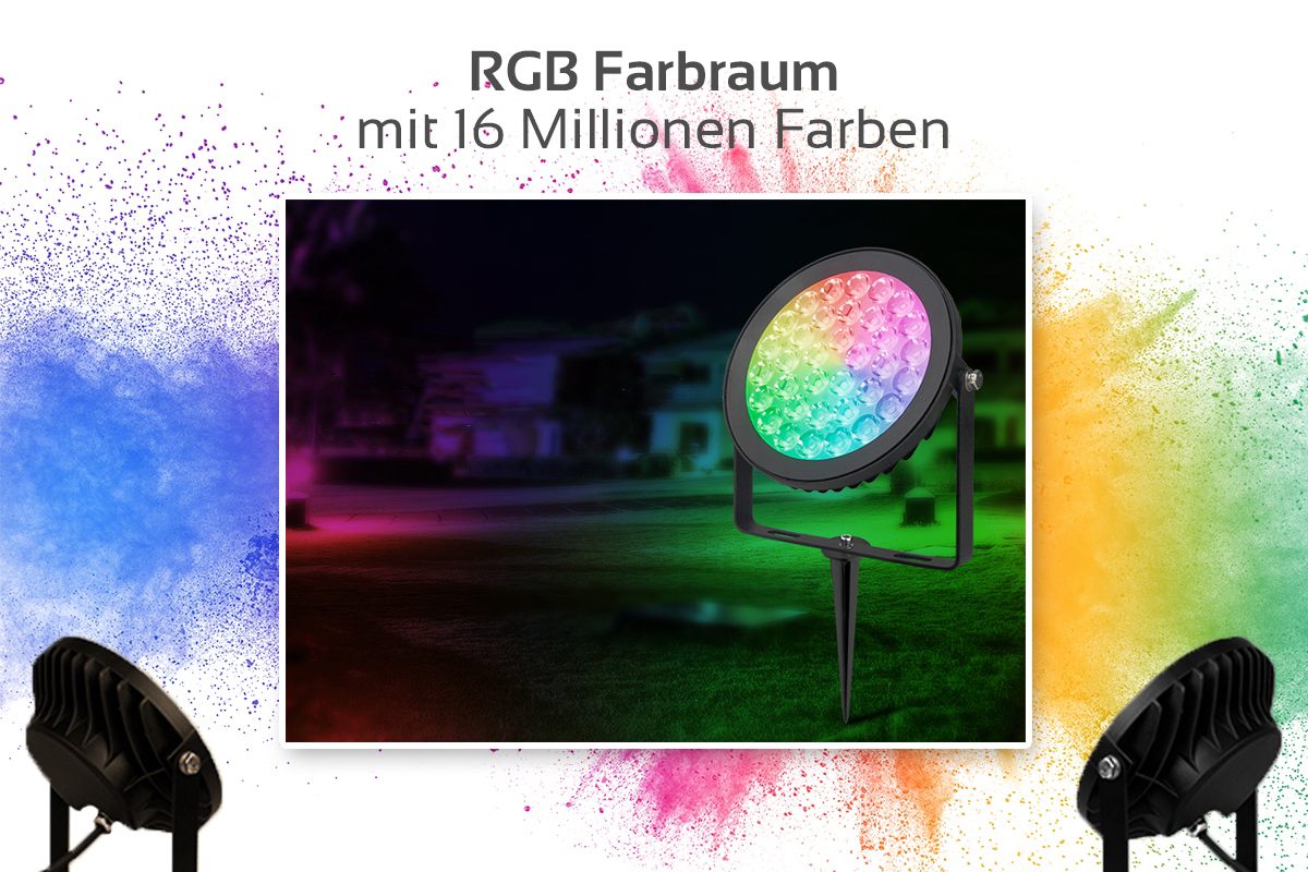 Erdspieß WiFi Profis - mit MiBoxer FUTC02 LED 9W Gartenstrahler RGB+CCT 1A Gartenleuchte LED