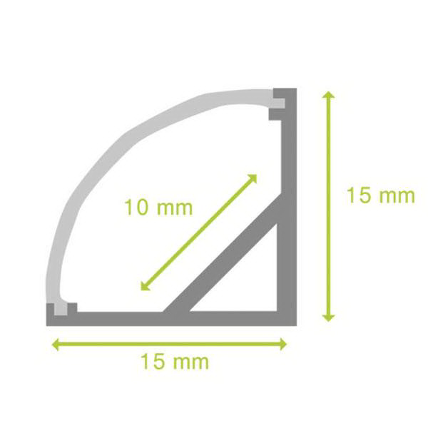 Alu Eck-Profil eloxiert 15x15mm opal 200cm